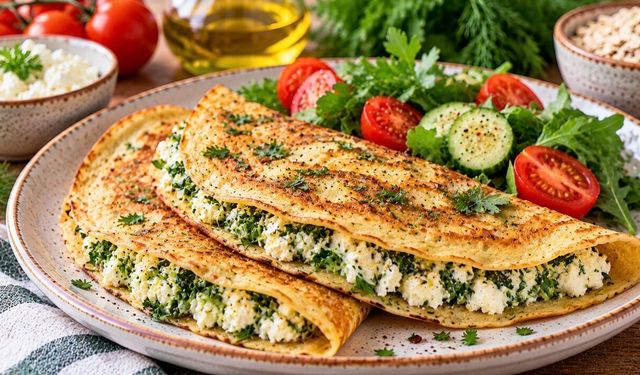Peynirli Krep Tarifi: Yulaflı ve Proteinli Kahvaltı