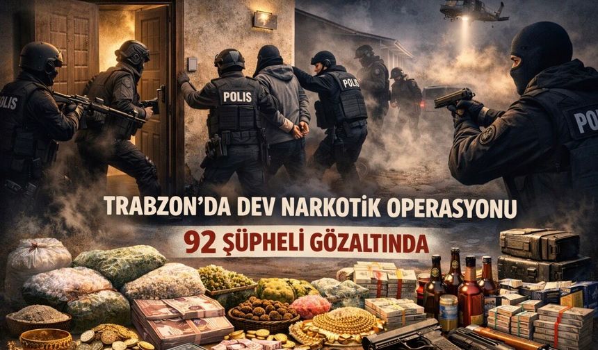 Trabzon’da narkotik operasyonu: 92 torbacı gözaltında, 175 kullanıcıya işlem