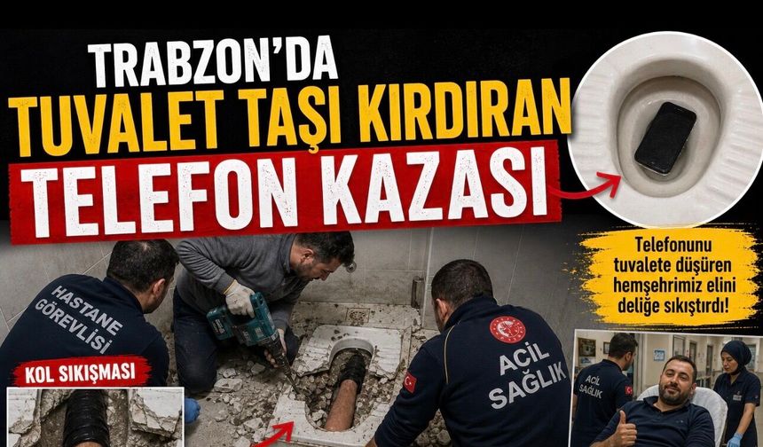 Trabzon’da İlginç Kaza: Telefonu Kurtarayım Derken Eli Sıkıştı