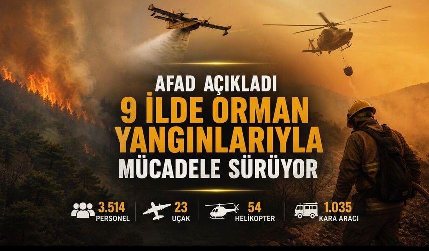 AFAD Son Durumu Açıkladı: 9 İlde Orman Yangınlarıyla Dev Müdahale Sürüyor