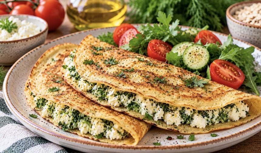Peynirli Krep Tarifi: Yulaflı ve Proteinli Kahvaltı