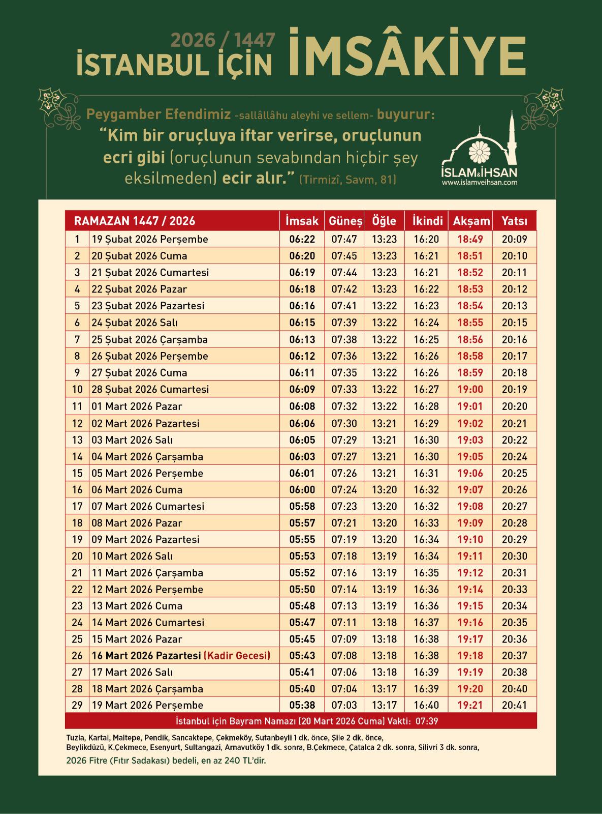Ramazan Istanbul Imsakiye 2026 241